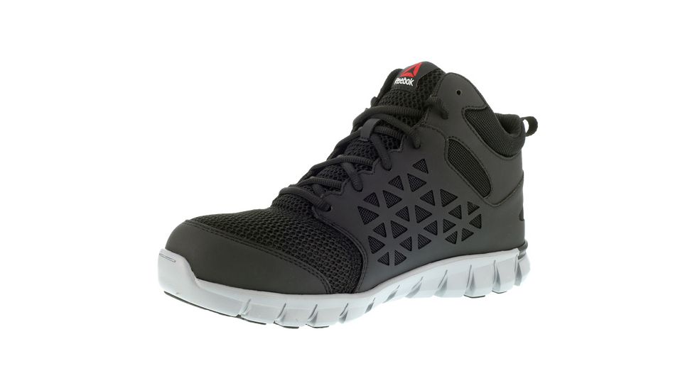 Reebok Sublite Cushion Athletic Mid Cut, Alloy Toe Work Shoe - Mens, Medium, Black, 6.5, 690774470194