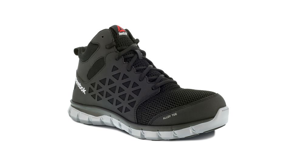 Reebok Sublite Cushion Athletic Mid Cut, Alloy Toe Work Shoe - Mens, Medium, Black, 6.5, 690774470194
