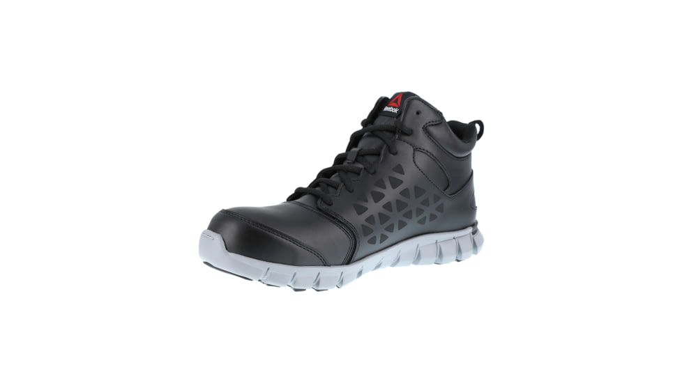 Reebok Sublite Cushion Athletic Oxford, Alloy Toe Mid Work Shoe - Women's, 10 US, Wide, Black/Grey, 690774452183