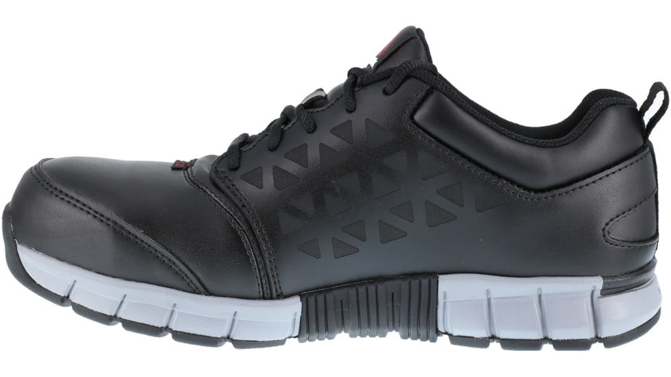 Reebok Sublite Cushion Athletic Oxford, Alloy Toe Mid Work Shoe - Women's, 10 US, Wide, Black/Grey, 690774452183