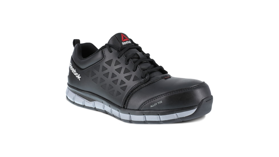 Reebok Sublite Cushion Athletic Oxford, Alloy Toe Mid Work Shoe - Women's, 10 US, Wide, Black/Grey, 690774452183