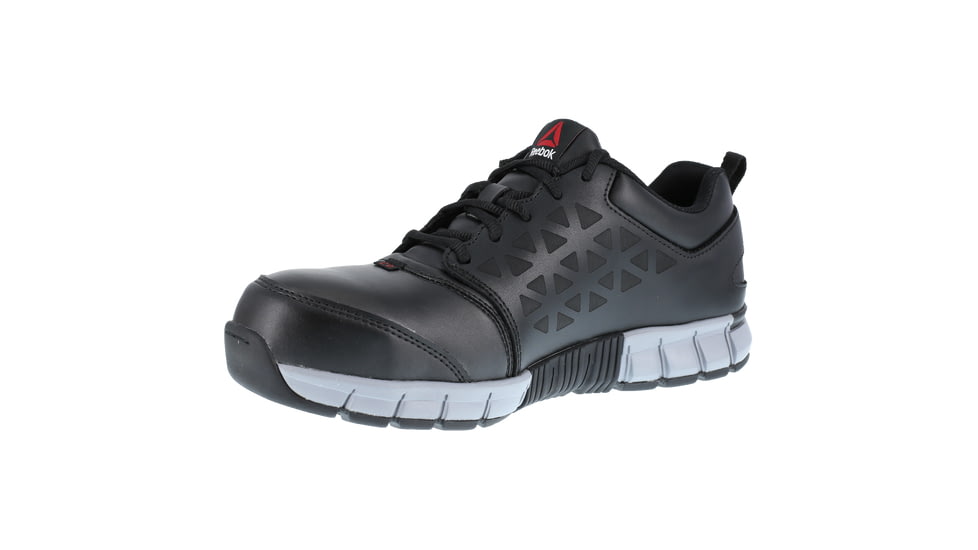 Reebok Sublite Cushion Athletic Oxford, Alloy Toe Mid Work Shoe - Women's, 10 US, Wide, Black/Grey, 690774452183