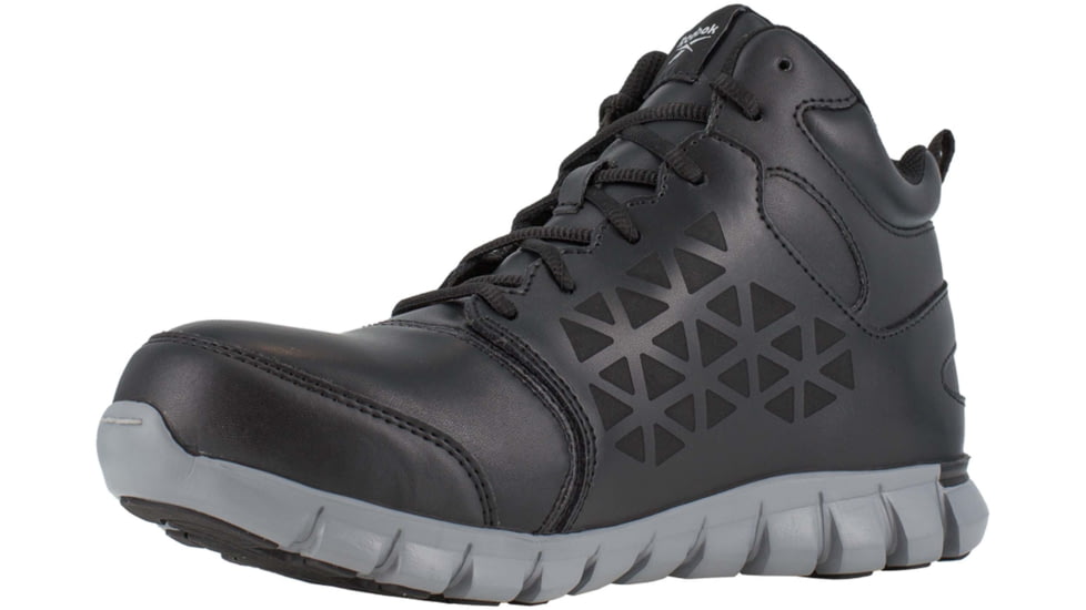 Reebok Sublite Cushion Work Shoe Alloy Toe Athletic Mid Cut - Womens, Black, 7, Medium, 690774454507