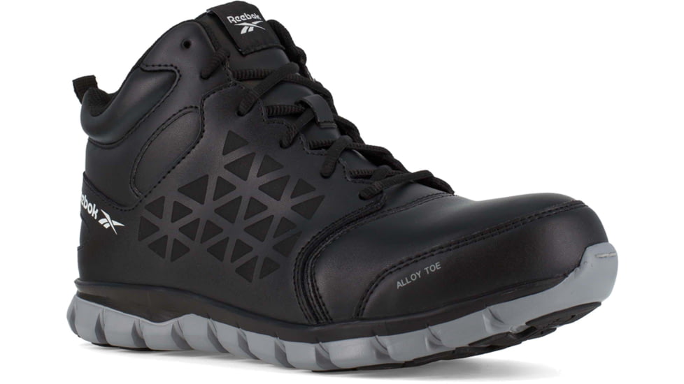 Reebok Sublite Cushion Work Shoe Alloy Toe Athletic Mid Cut - Womens, Black, 7, Medium, 690774454507