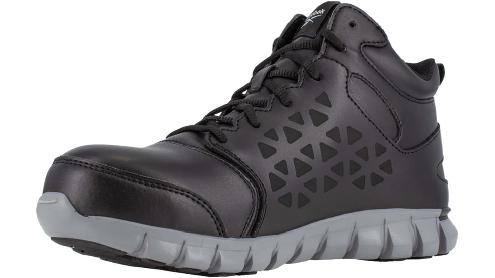 Reebok Sublite Cushion Work Shoe Athletic Waterproof Mid Cut - Mens, Black/Grey, 9, Wide, 690774451841