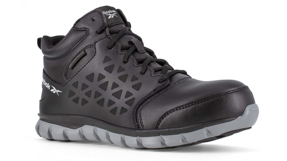 Reebok Sublite Cushion Work Shoe Athletic Waterproof Mid Cut - Mens, Black/Grey, 9, Wide, 690774451841