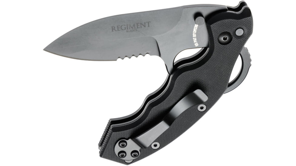 Regiment Blades Auto Lock Folder Folding Knife, 2.3in, Steel, G10 Handle, Black/Gray, 6.4 inch, RB-ALF