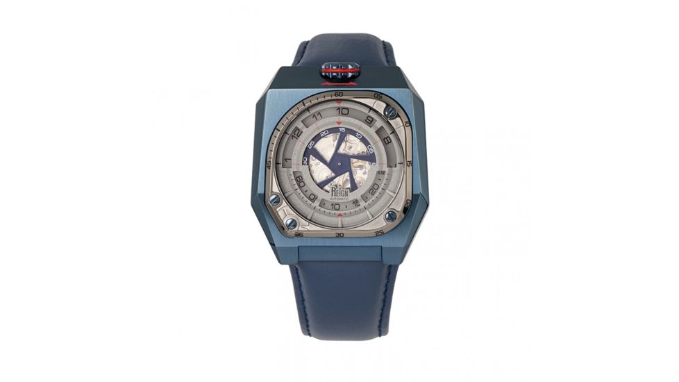 Reign Asher Automatic Sapphire Crystal Leather-Band Watch, Blue, One Size, REIRN5105