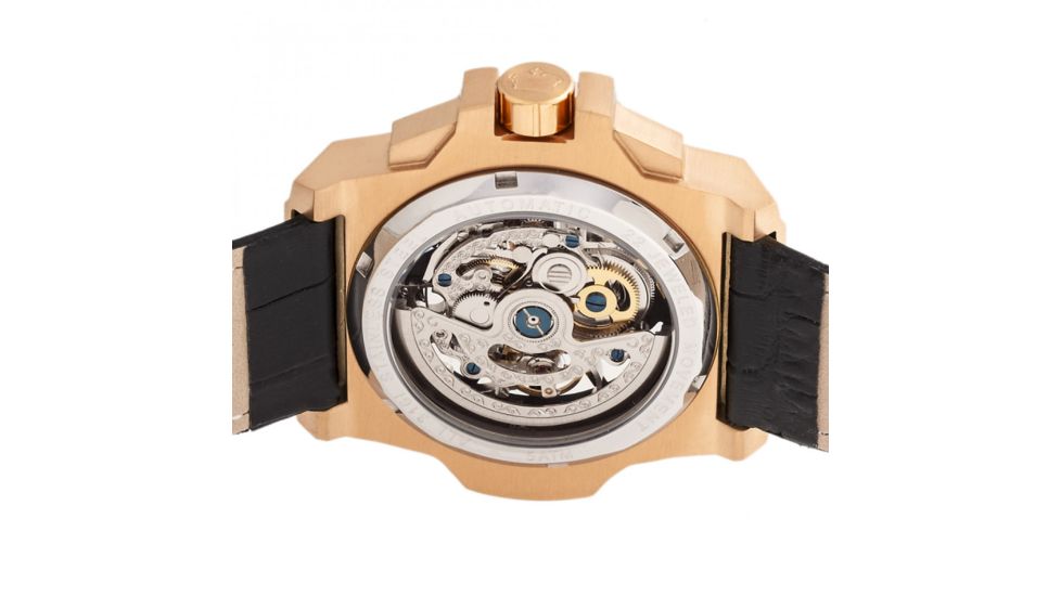 Reign Commodus Automatic Skeleton Leather-Band Watch, Rose Gold/Black, One Size, REIRN4005