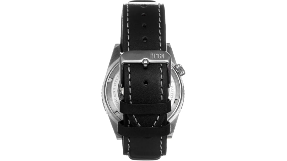 Reign Francis Leather-Band Watch w/Date, Black, One Size, REIRN6302