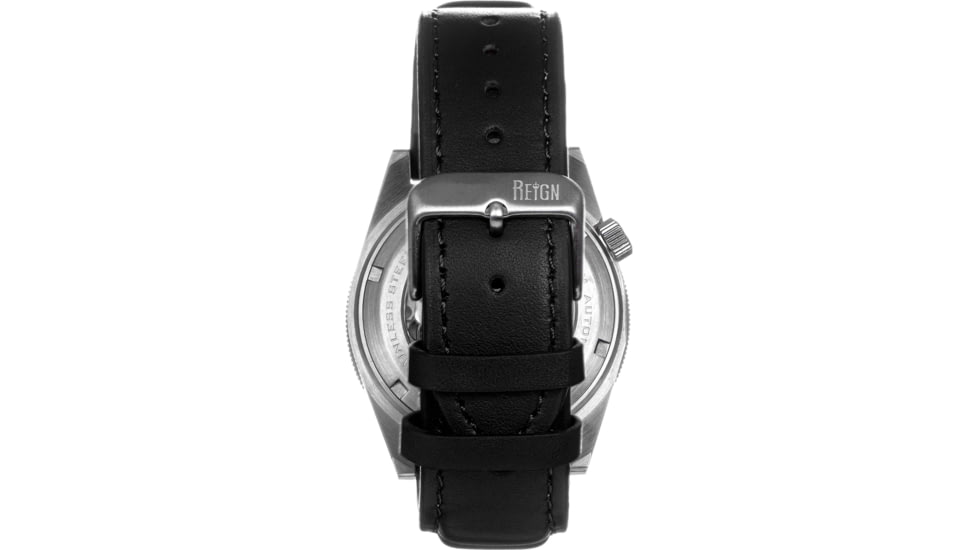 Reign Francis Leather-Band Watch w/Date, Black/Silver, One Size, REIRN6301