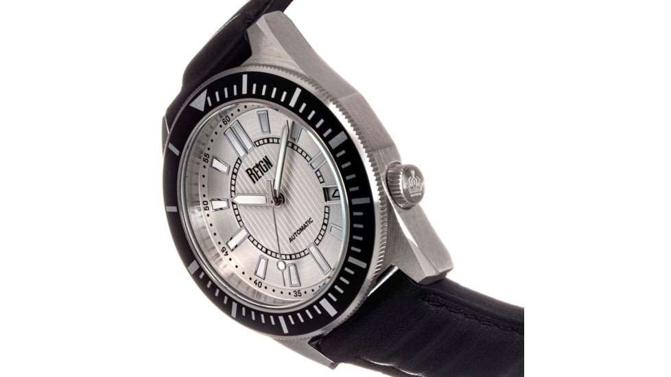 Reign Francis Leather-Band Watch w/Date, Black/Silver, One Size, REIRN6301