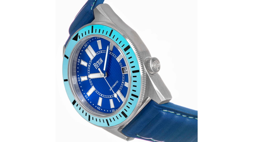 Reign Francis Leather-Band Watch w/Date, Blue, One Size, REIRN6307