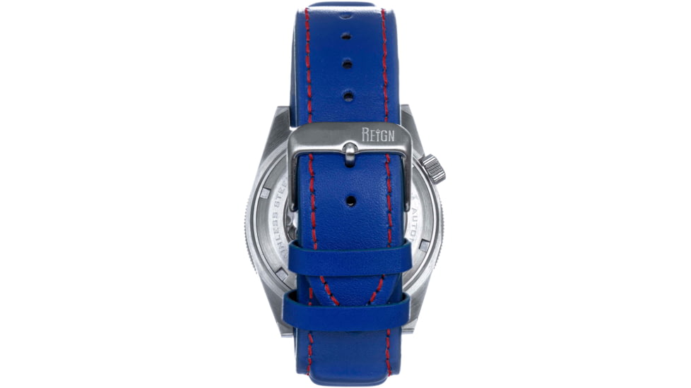 Reign Francis Leather-Band Watch w/Date, Blue/Red, One Size, REIRN6306