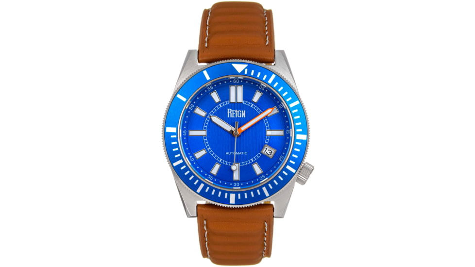 Reign Francis Leather-Band Watch w/Date, Brown/Blue, One Size, REIRN6304