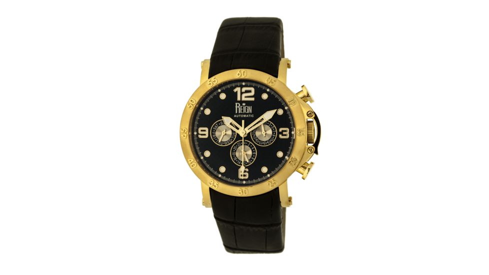 Mens Toretto Watch,44mm,Black Dial,Gold Bezel,Black Strap