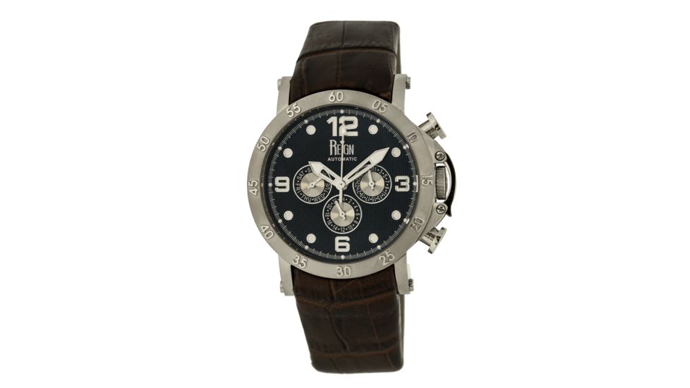 Mens Toretto Watch,44mm,Black Dial,Silver Bezel,Brown Strap
