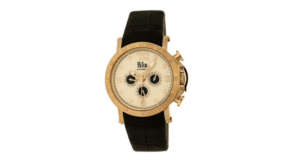 Mens Toretto Watch,44mm,Ivory Dial,Copper Bezel,Black Strap