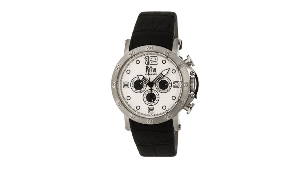 Mens Toretto Watch,44mm,White Dial,Silver Bezel,Black Strap