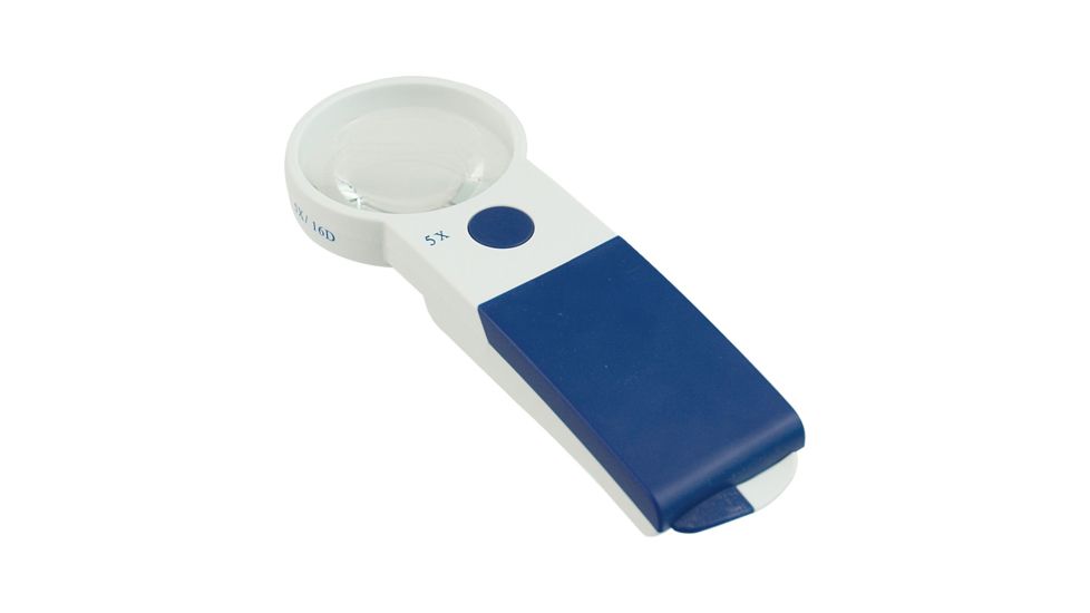 Reizen EZ Touch 5X16D LED Handheld Magnifier Loupe - Round Lens 60mm, White/Blue R6503