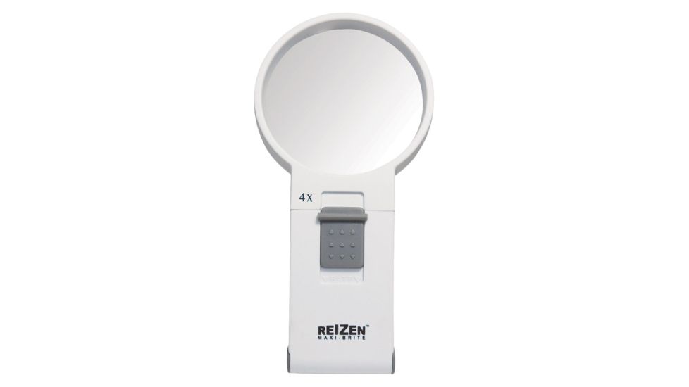 Reizen Maxi-Brite LED Handheld Magnifier Loupe - 4X, White R6970