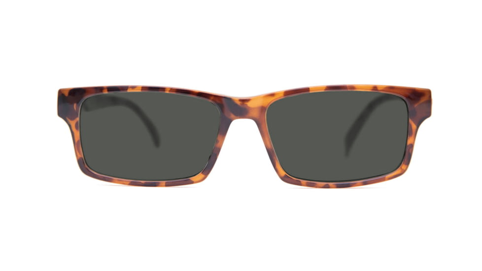 Reks Tortoise Rectangle Eyeglasses, HD Polycarbonate Polarized, Smoke, Single Vision, tor-rec-sg-hd-poly-pol