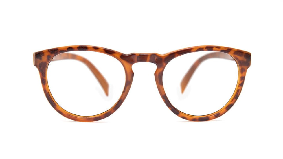 Reks Tortoise Round Eyeglasses, HD Polycarbonate Signature, Brown, Single Vision, tor-rd-trans-poly-sig