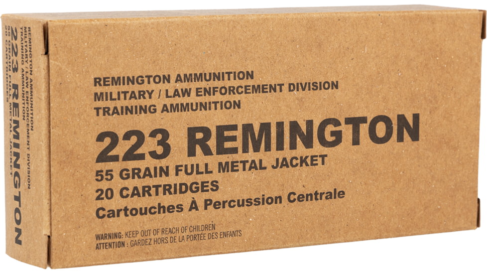 Remington .223 Remington 55 Grain Full Metal Jacket Brass Centerfire Rifle Ammo, 20 Rounds, 23713