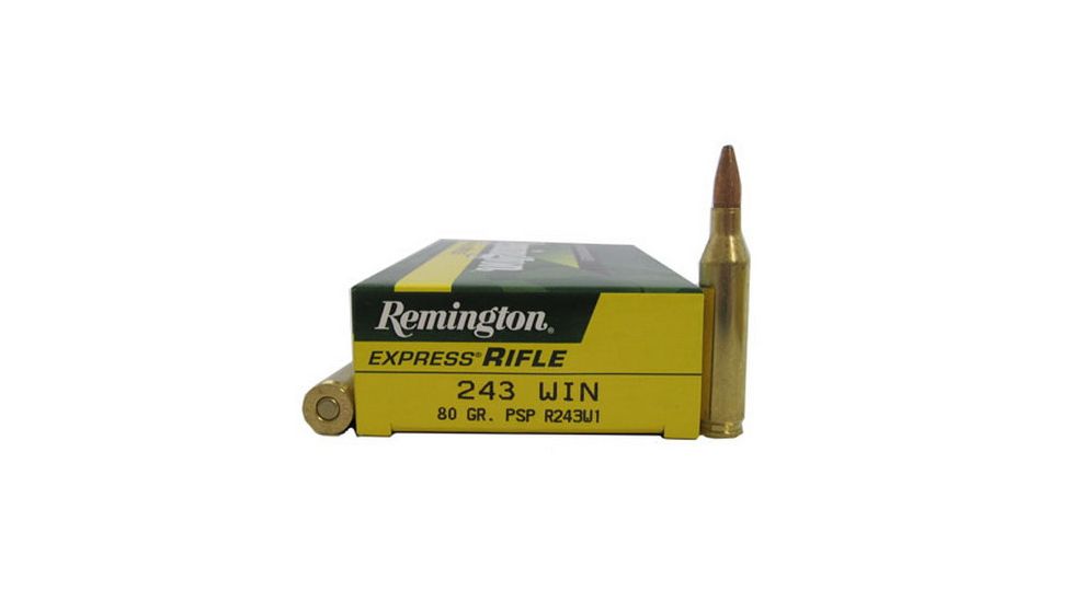 Remington High Performance Rifle .243 Winchester 80 Grain Pointed Soft Point Centerfire Rifle Ammo, 20 Rounds, 27800