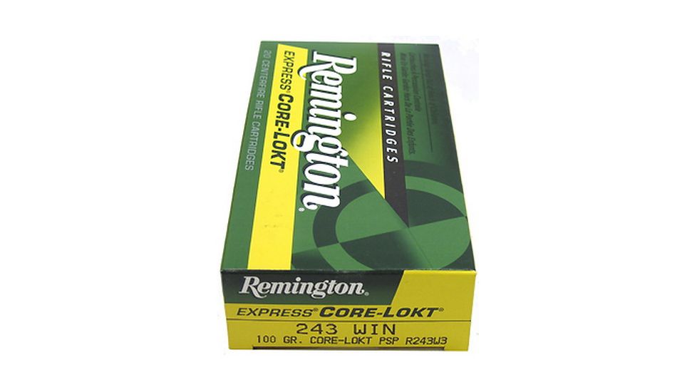 Remington Core-Lokt .243 Winchester 100 Grain Core-Lokt Pointed Soft Point Centerfire Rifle Ammo, 20 Rounds, R27802