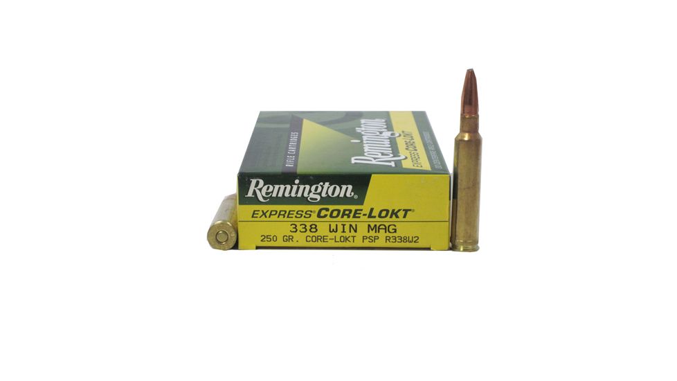 Remington Core-Lokt .338 Win Mag 250 Grain Core-Lokt Pointed Soft Point Centerfire Rifle Ammo, 20 Rounds, 22191
