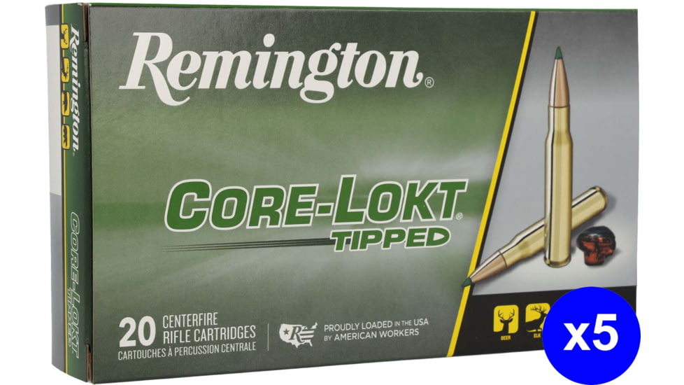 Remington .308 Winchester 165 Grains Core-Lokt Tipped Brass Cased Centerfire Rifle Ammo, 100 Rounds