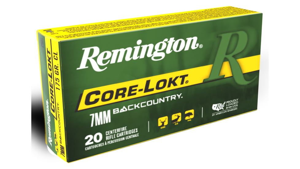 Remington Core-Lokt 7mm Backcountry 175 Grain Jacketed Soft Point Brass Cased Rifle Ammo, 20 Rounds, 28987