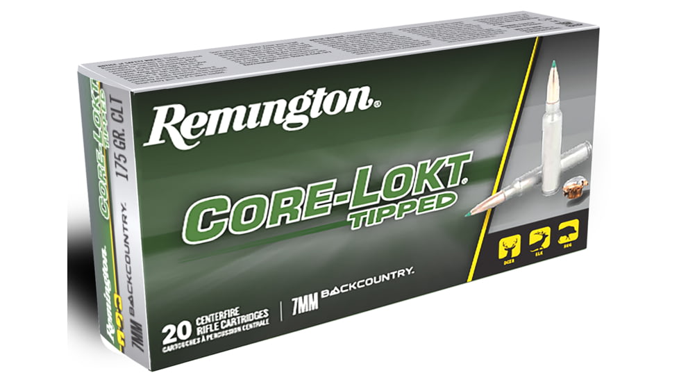 Remington 7mm Backcountry 175 Grain Core-Lokt Tipped Brass Rifle Ammo, 20 Rounds, 28989