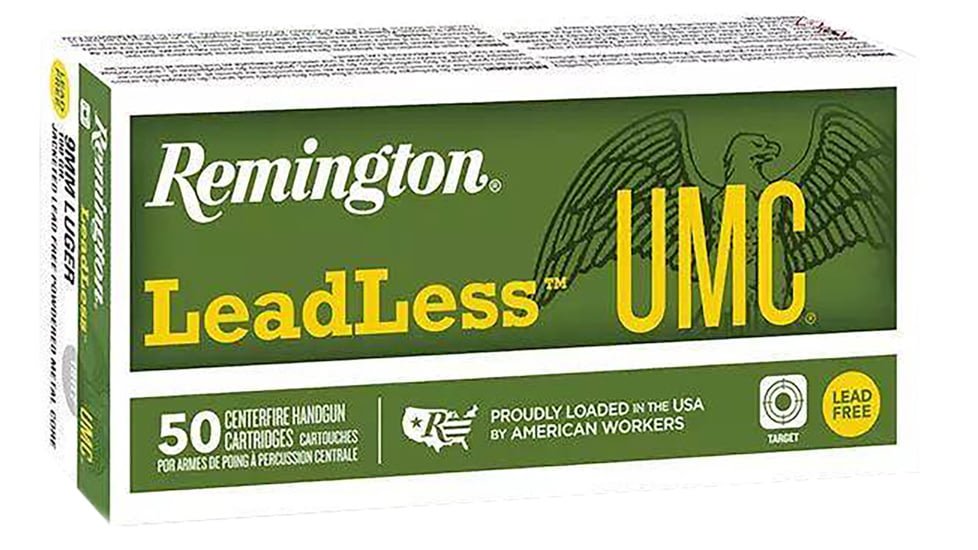 Remington Range Clean 9mm UMC Luger 100 Grain Jacket Lead Free Pistol Ammo, 50 Rounds, R23809