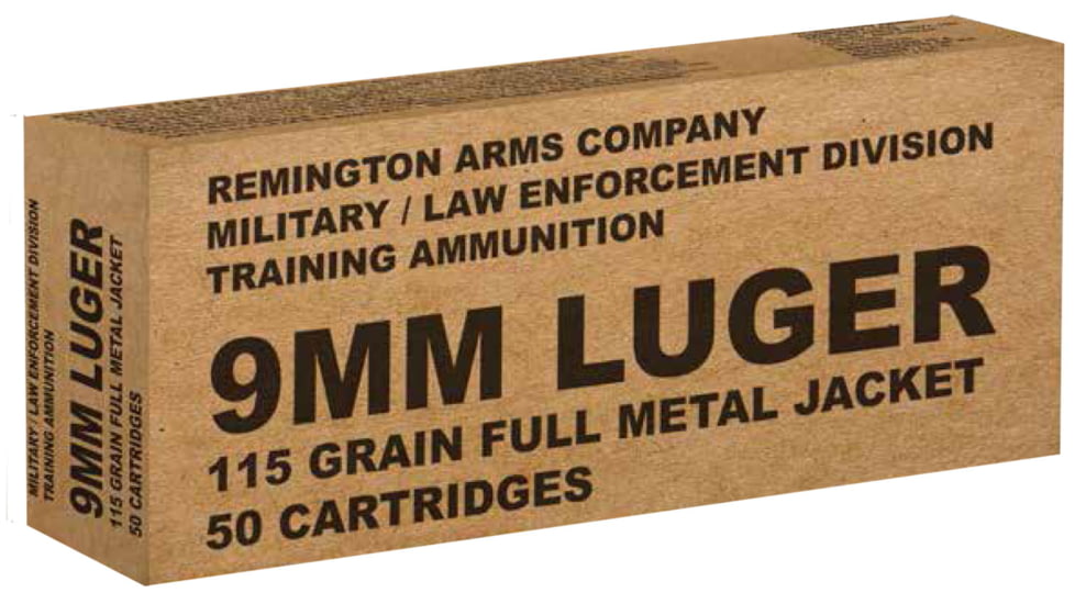 Remington B9MM3 Overrun 9 mm Luger 115 GR Full Metal Jacket FMJ 50