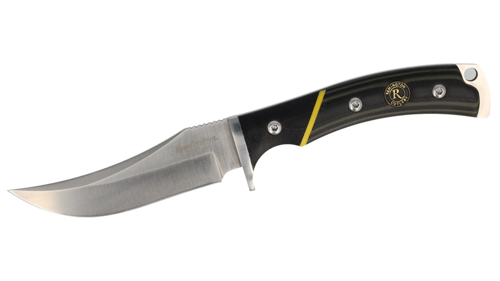 Remington Cutlery Hunter Trailing Point Fixed Blade Knife, 7in Overall Length, Stainless Steel Blade, G10 Handle, Green/Black, 15633