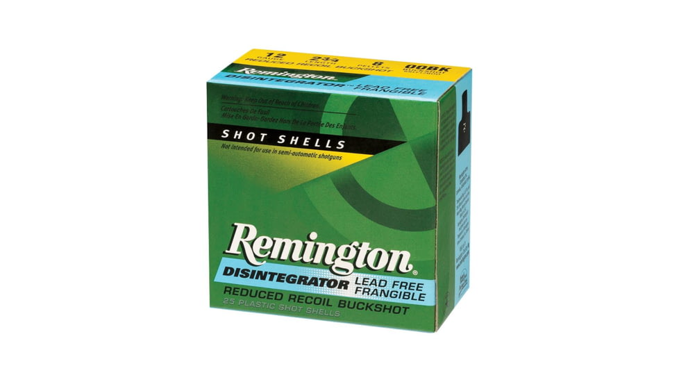 Remington Disintegrator 12 Gauge 9 Pellets 2 3/4in 00 Shotgun Buckshot Ammo, 250 Rounds/Case, Dram : Max, 20805