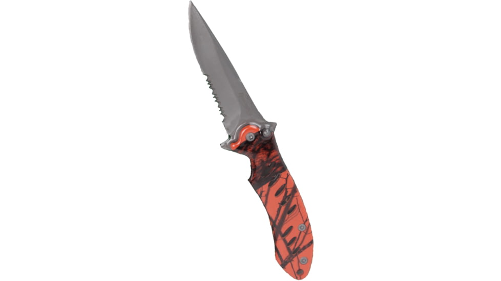Remington F.A.S.T. Sportsman Folder Knife, Medium Folder, Mossy Oak Blaze Orange/Stainless St 93070