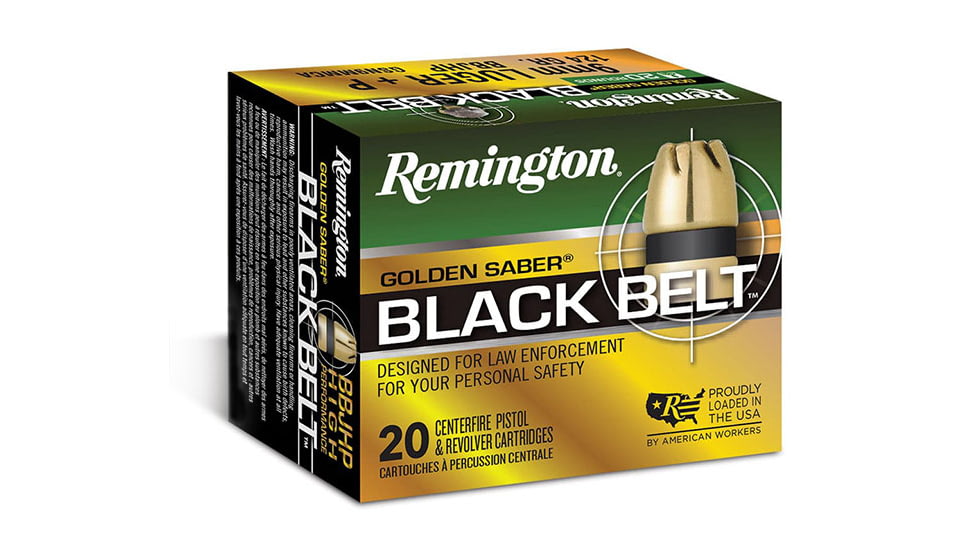 Remington Golden Saber Black BeltHandgun Cartridges, 9 mm +P, Belted Brass Jacketed Hollow Point, 124 Grain, 20 - Rounds, 29427