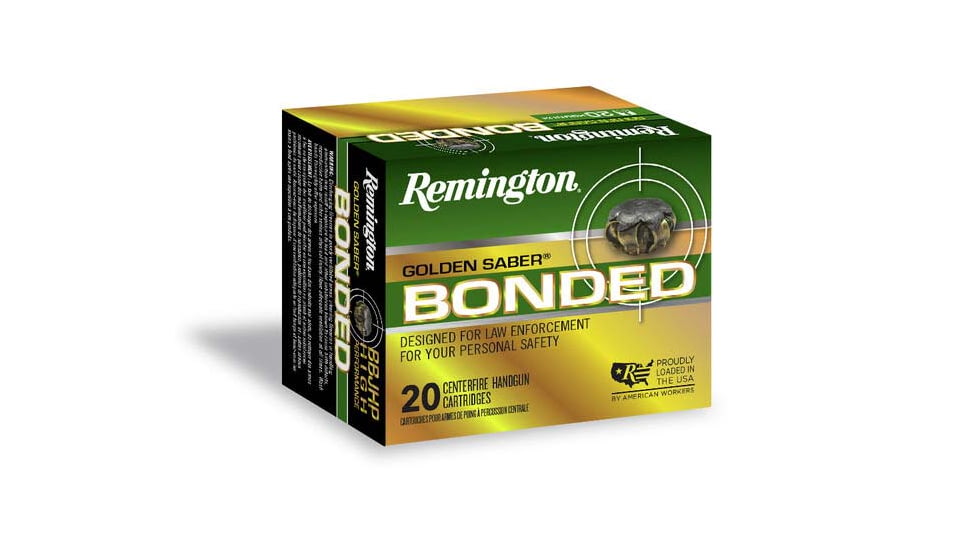 Remington Golden Saber Defense 10mm Auto 180 Grain Bonded Brass Jacketed Hollow Point Brass Nickel-Plated Brass Cased Centerfire Pistol Ammo, 20 Rounds, R21368
