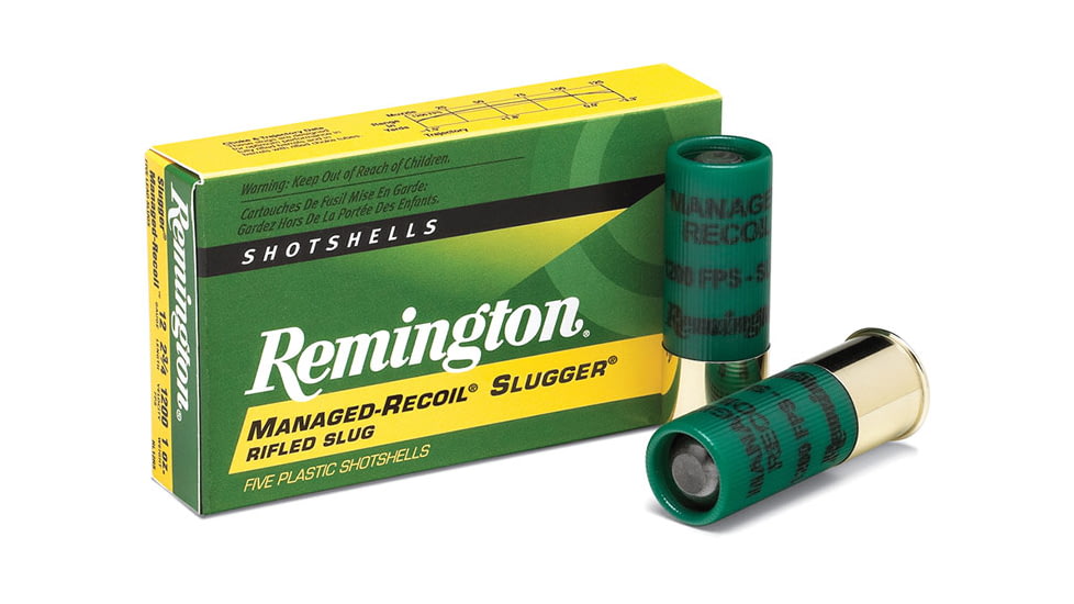 Remington Managed-Recoil Slugger 12 Gauge 1oz Rifled Slug 2.75in Centerdire Shotgun Slug Ammo, 5 Rounds, 20290