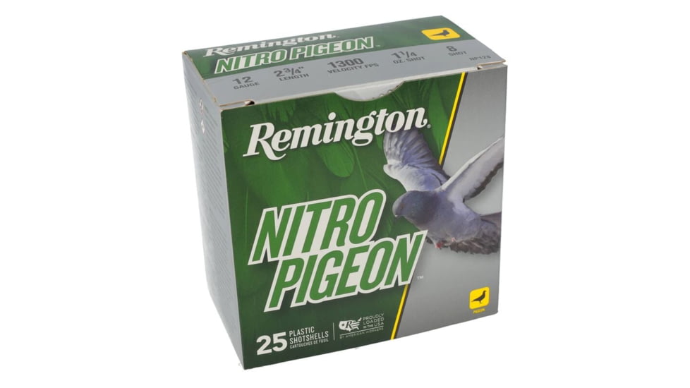 Remington Nitro Pigeon 12 Gauge 1 1/4oz 2-3/4in Shotgun Ammo, 8 Shot, 25 Rounds, R28682
