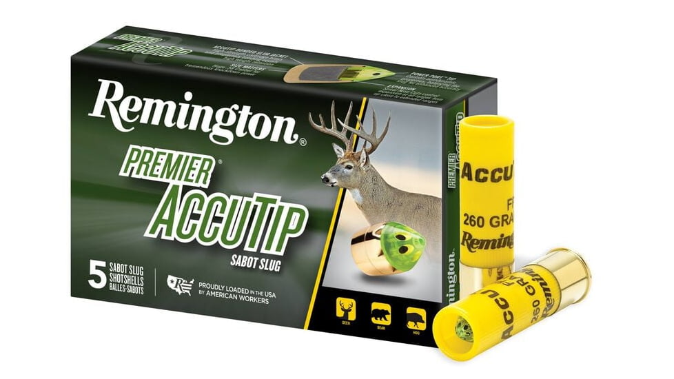 Remington Premier AccuTip Sabot Slugs 20 Gauge 260 Grain Power Port Tip Slug 3in Centerdire Shotgun Slug Ammo, 100 Round