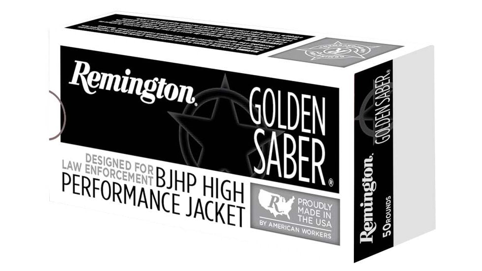Remington Premier Golden Saber .380 Auto 102 Grain Brass Jacketed Hollow Point Nickel-Plated Brass Cased Pistol Ammo, 500 Rounds, 29413