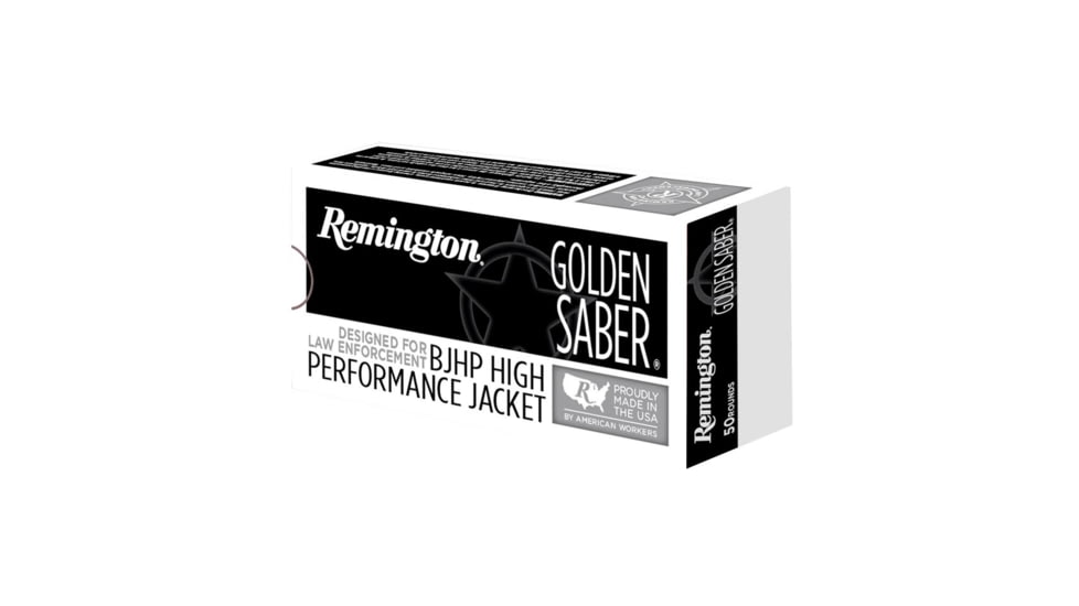 Remington Premier Golden Saber .40 S&amp;W 180 Grain BJHP Brass Case Pistol Ammo, 500 Rounds/Case, R29430