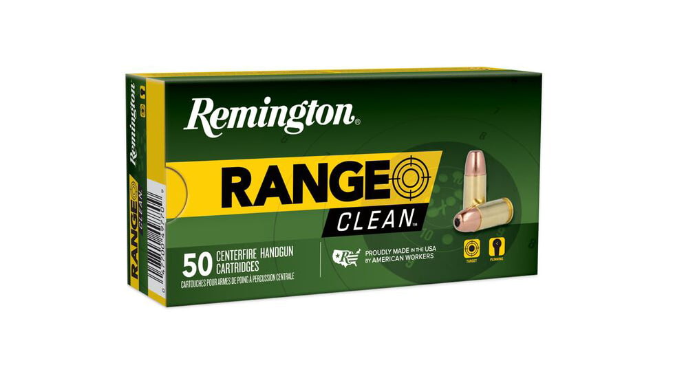 Remington Range Clean 9mm Luger 115 Grain Flat Nose Enclosed Base Brass Cased Centerfire Pistol Ammo, 50 Rounds, 27681