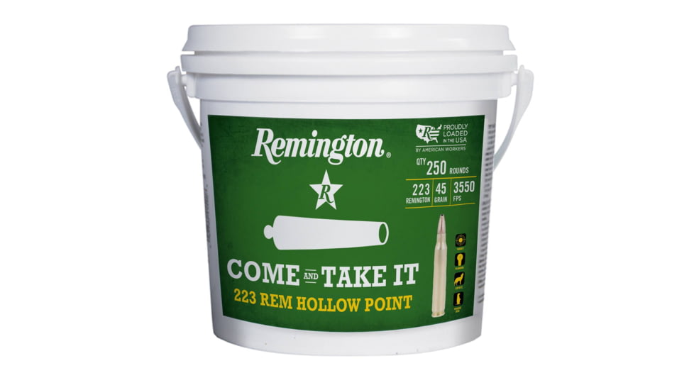 Remington .223 Remington 45 Grain JHP Brass Rifle Ammo, 250 Rounds, R23741