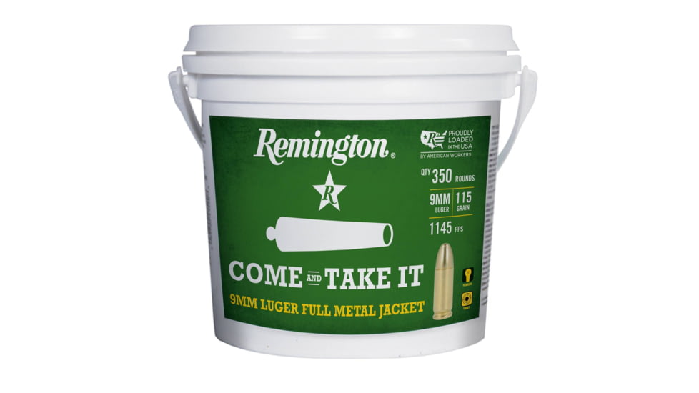Remington 9mm Luger 115 Grain FMJ Brass Pistol Ammunition