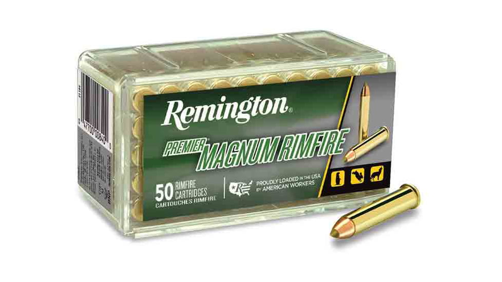 Remington Premier Rimfire .17 Hornady Magnum Rimfire 17 Grain AccuTip-V Brass Rimfire Ammo, 50 Rounds, 28464